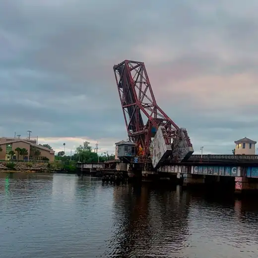 Historic drawbridge over the Hillsborough River in downtown Tampa, Florida